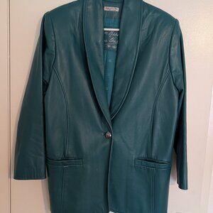 Green Lined Leather Jacket Size XL  Apparel on Cue by Sharon Lawson